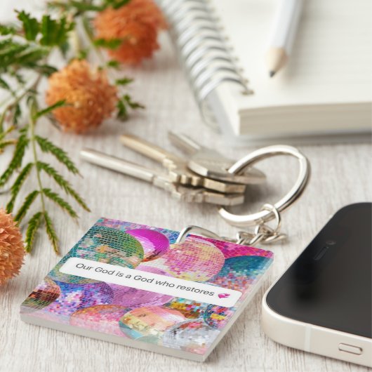 God Restores Christian Faith Disco Ball キーホルダー (正面右)