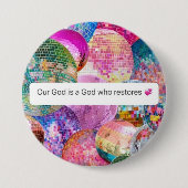 God Restores Christian Faith Disco Ball 缶バッジ (正面)