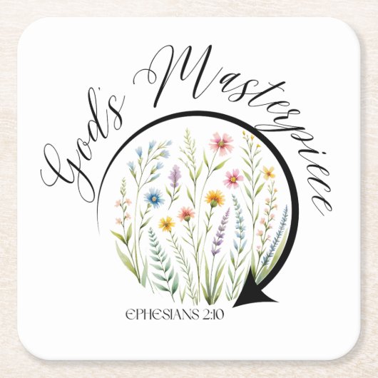 God’s Masterpiece Ephesians 2:10 Bible Verse スクエアペーパーコースター (正面)