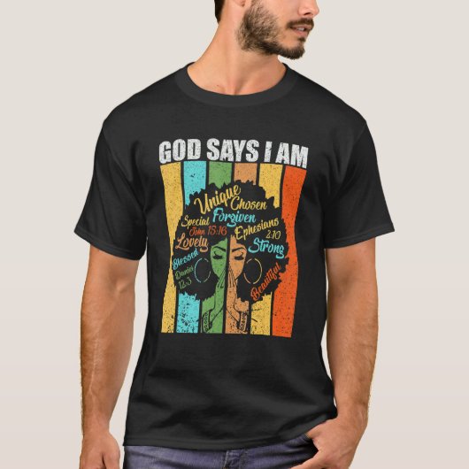 God Say I Am Powerful Black Melanin History Month_ Tシャツ (正面)