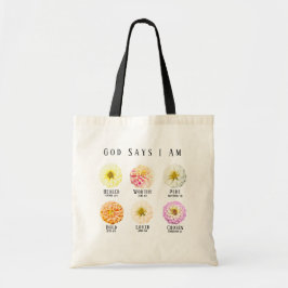 God Says I Am Affirmation Pastel Floral トートバッグ