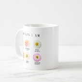 God Says I Am Affirmation Scripture Pastel Floral コーヒーマグカップ (正面左)