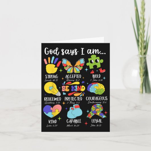 God Says I Am Be Kind Autism Awareness Sped Women カード (正面)