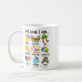 God Says I Am Be Kind Autism Awareness Sped Women コーヒーマグカップ (左)