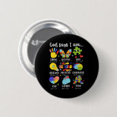 God Says I Am Be Kind Autism Awareness Sped Women 缶バッジ (正面&裏面)