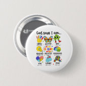 God Says I Am Be Kind Autism Awareness Sped Women 缶バッジ (正面&裏面)