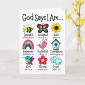 God Says I Am Bee Spring Christian Funny Easter Da カード (黄色い花)