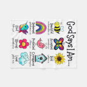 God Says I Am Bee Spring Christian Funny Easter Da フリースブランケット (正面(横))