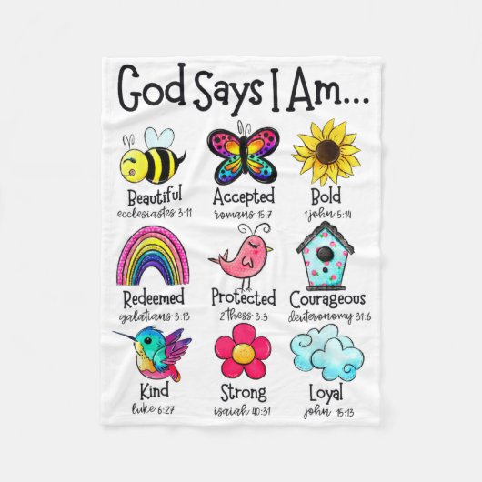 God Says I Am Bee Spring Christian Funny Easter Da フリースブランケット (正面)