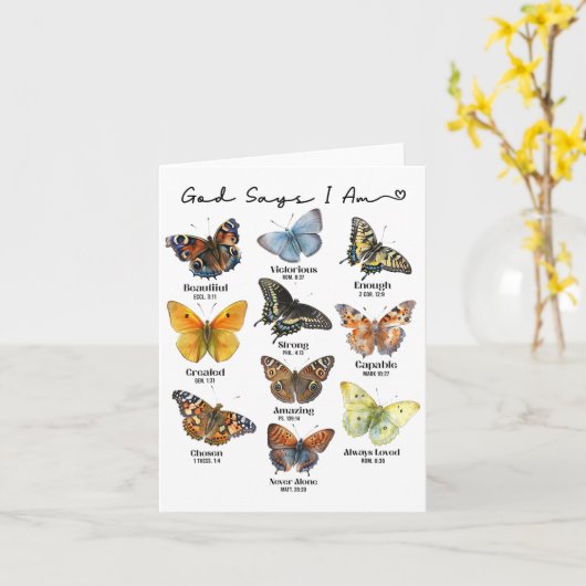 God Says I Am Bible Verse Religious Christian Butt カード (黄色い花)