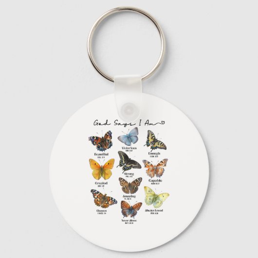 God Says I Am Bible Verse Religious Christian Butt キーホルダー (正面)