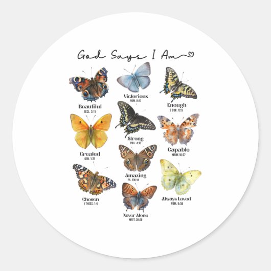 God Says I Am Bible Verse Religious Christian Butt ラウンドシール (正面)