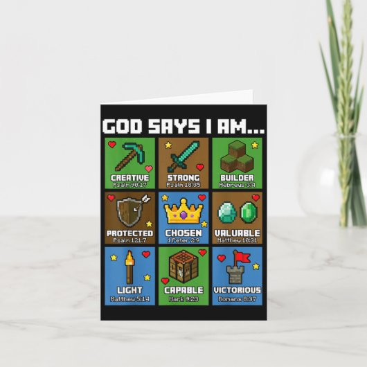 God Says I Am Bible Verses Xel Art Christian Gamer カード (正面)