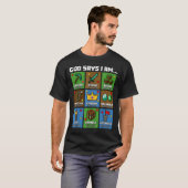God Says I Am Bible Verses Xel Art Christian Gamer Tシャツ (正面フル)