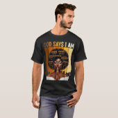 God Says I Am Black History Melanin African Girl W Tシャツ (正面フル)