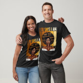 God Says I Am Black History Melanin African Girl W Tシャツ (ユニセックス)