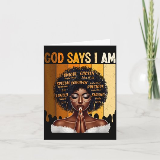 God Says I Am Black History Melanin Girl W カード (正面)