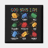 God Says I Am Building Brick Master Builder Block  マグネット (正面)