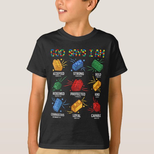 God Says I Am Building Brick Master Builder Block  Tシャツ (正面)