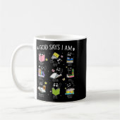 God Says I Am Cat Book Lover Christian Cute Jesus コーヒーマグカップ (左)