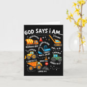 God Says I Am Christian Bible Verses Boys Construc カード (黄色い花)