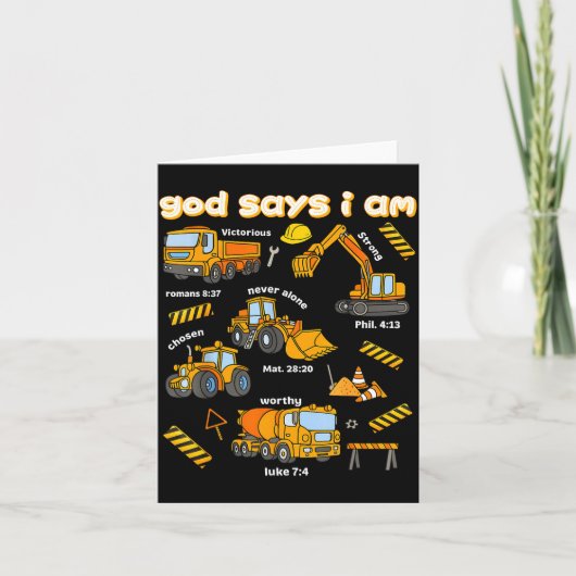 God Says I Am Christian Bible Verses Boys Construc カード (正面)