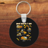 God Says I Am Christian Bible Verses Boys Construc キーホルダー (正面)