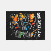 God Says I Am Christian Bible Verses Boys Construc フリースブランケット (正面(横))