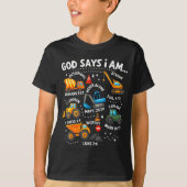 God Says I Am Christian Bible Verses Boys Construc Tシャツ (正面)