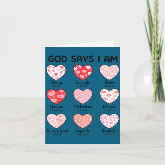 God Says I Am Christian Faith Heart Valentine Jesu カード (正面)