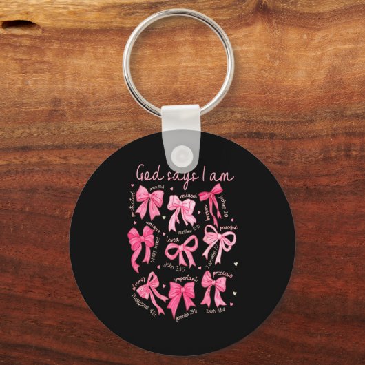God Says I Am Coquette Bow Coquette Bow Fall Valen キーホルダー (正面)