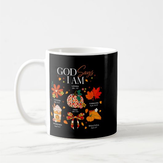 God Says I Am Fall Vibes Autumn Christian Women Me コーヒーマグカップ (左)
