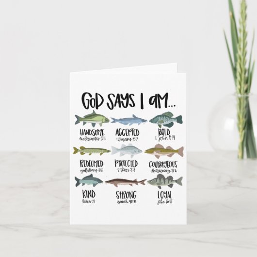 God Says I Am Fishing Christian Religious Bible Ve カード (正面)