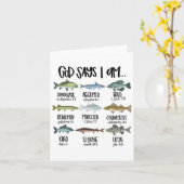 God Says I Am Fishing Christian Religious Bible Ve カード (黄色い花)