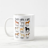 God Says I Am Horses Christian Women Girls Kids Bo コーヒーマグカップ (左)