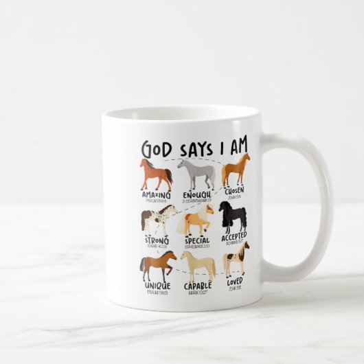 God Says I Am Horses Christian Women Girls Kids Bo コーヒーマグカップ (右)
