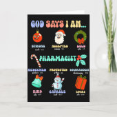 God Says I Am Pharmacist Christmas Pharmacy Tech C カード (正面)