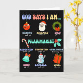 God Says I Am Pharmacist Christmas Pharmacy Tech C カード (黄色い花)
