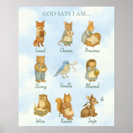 God Says I Am – Scripture Declaration Nursery Wal  ポスター (正面)