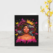 God Says You Are Afro Melanin Queen Christian Girl カード (黄色い花)