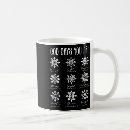 God Says You Are Christian Snowflake Christmas Bib コーヒーマグカップ (右)