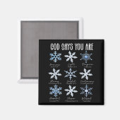 God Says You Are Christian Snowflake Christmas Bib マグネット (正面/裏面)