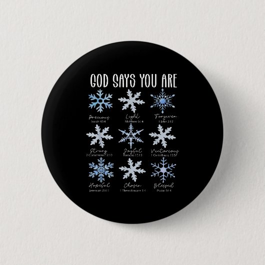 God Says You Are Christian Snowflake Christmas Bib 缶バッジ (正面)