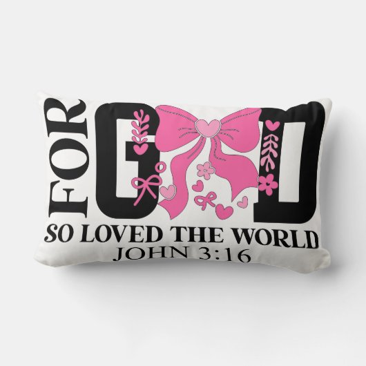 God So Loved John 3:16 Scripture ランバークッション (裏面)