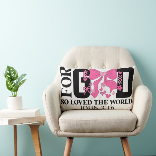 God So Loved John 3:16 Scripture ランバークッション (椅子)