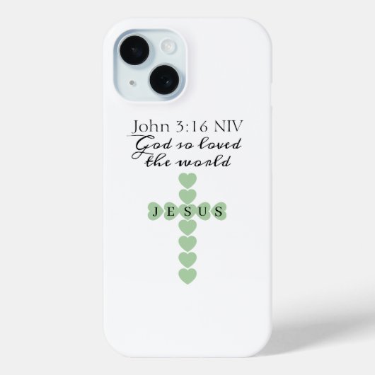 God So Loved the World Green Heart Cross Case-Mate iPhoneケース (裏面)