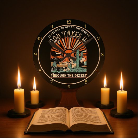 God Takes Us Through The Desert Graphic ラウンド壁時計
