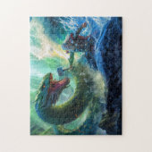 God Thor with Thorshammer fighting Midgards snake ジグソーパズル (縦)