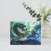 God Thor with Thorshammer fighting Midgards snake ポストカード (スタンド正面)