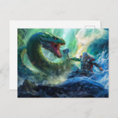 God Thor with Thorshammer fighting Midgards snake ポストカード (正面/裏面)